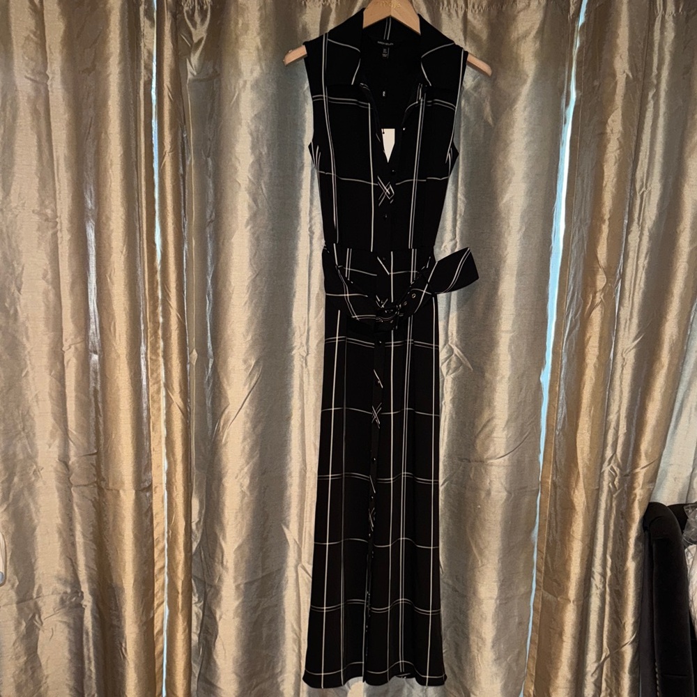 Karen Millen Black and White Grid Maxi Dress